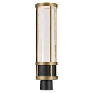 Camillo 1-Light Textured Black and Brass Aluminum Hardwired Waterproof Outdoor Post Light with Integrated LED (1-Pack)