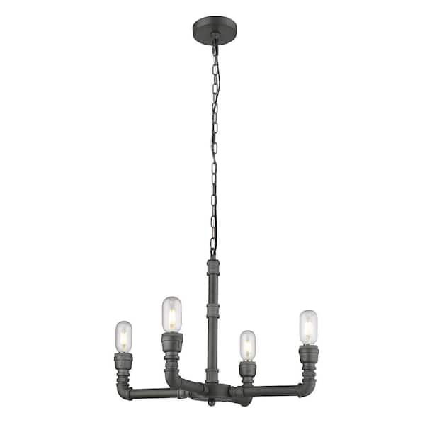 Unbranded Kylo 4-Light Charcoal Black Geometric Chandelier