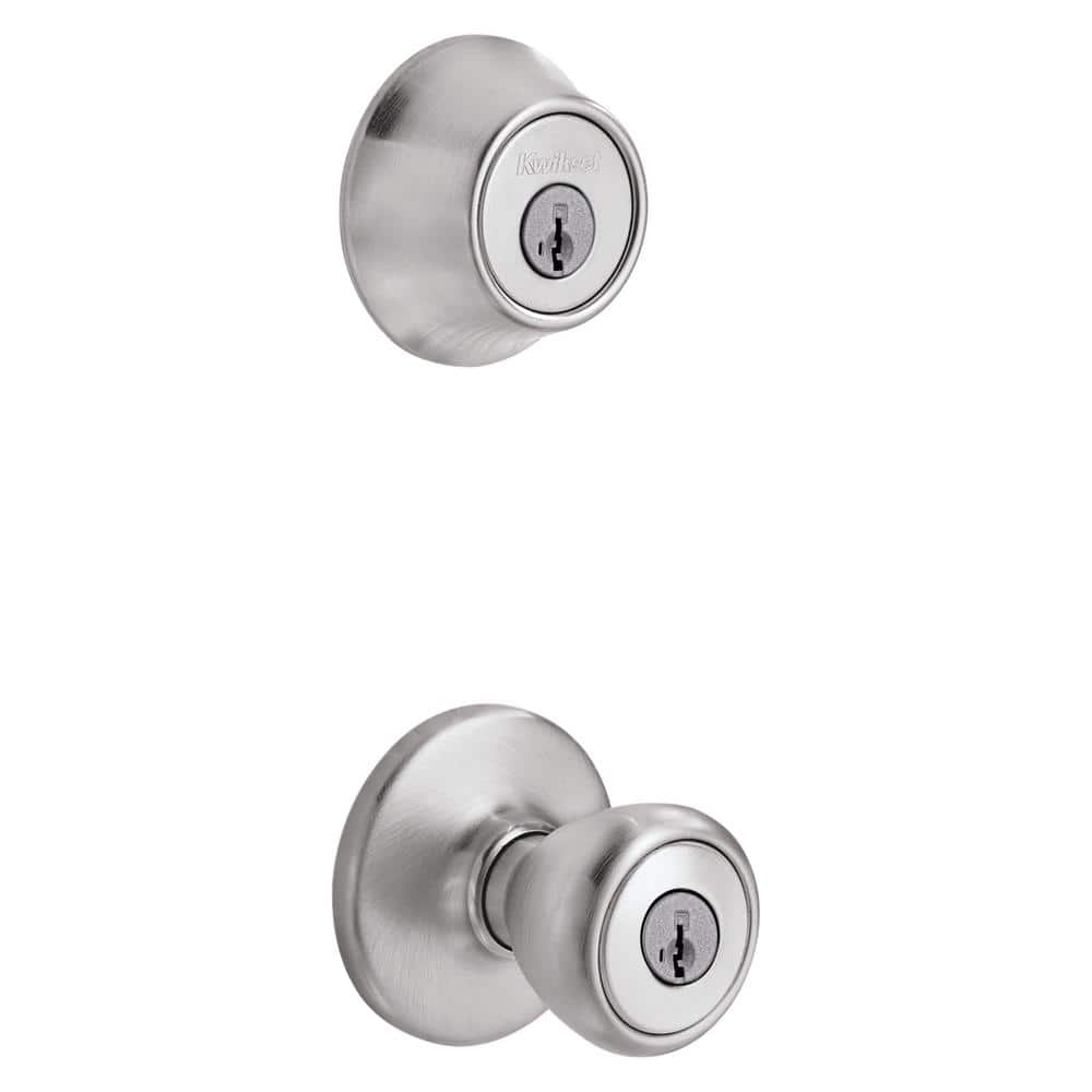 Kwikset 690 Tylo Satin Chrome Keyed Entry Knob and Single Cylinder