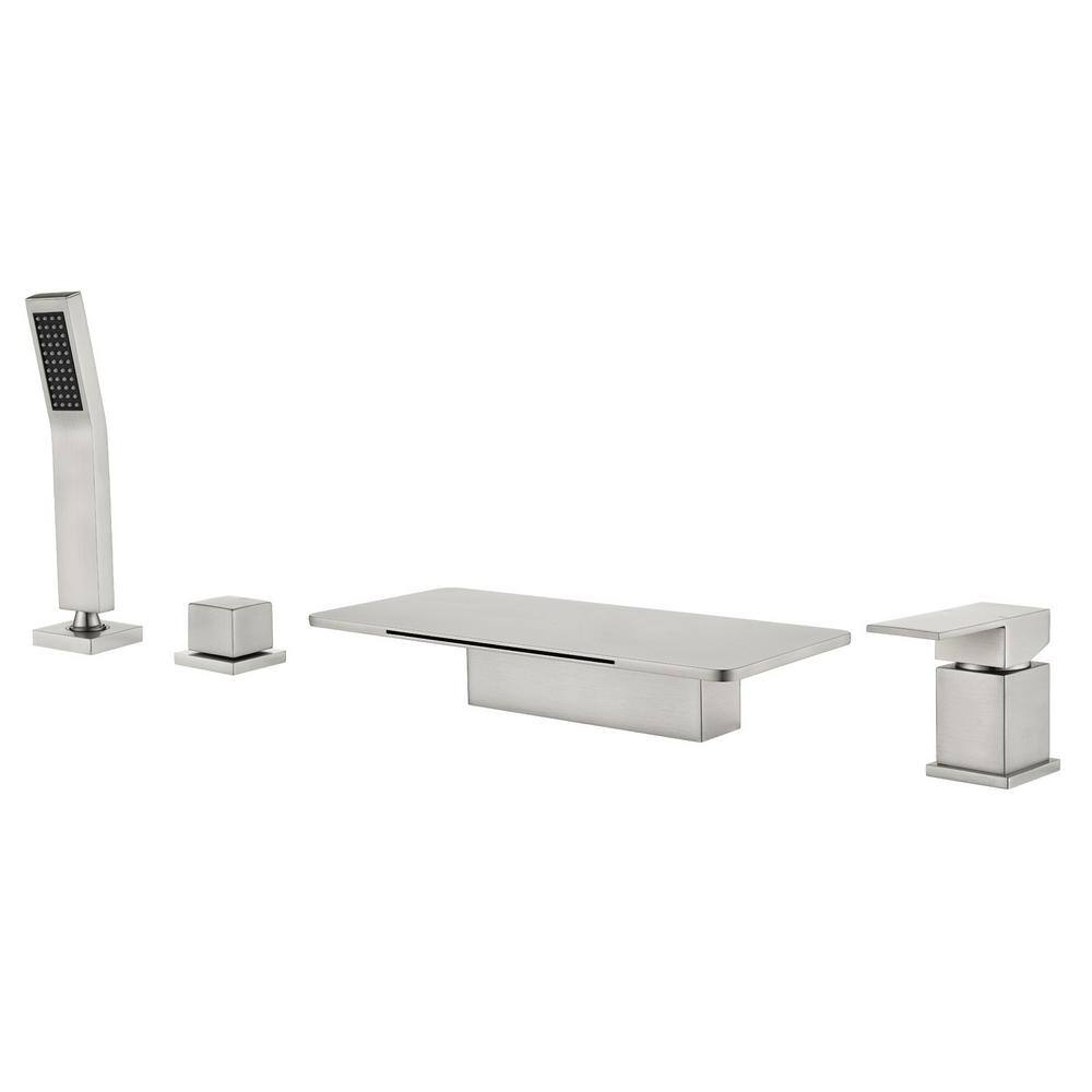 Ami Single-Handle Four Hole Tub Deck Mount Roman Tub Faucet with Hand Shower in Brushed Nickel price history on PriceWatchPro