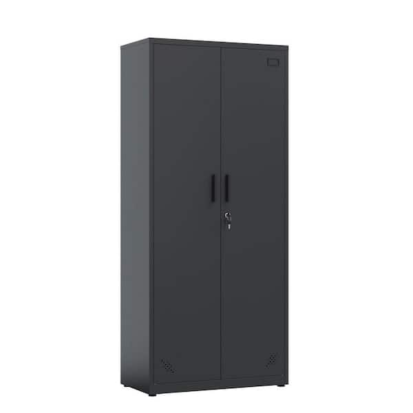 CSC DECOR INC Black Metal Storage Cabinet with 2-Doors and 4