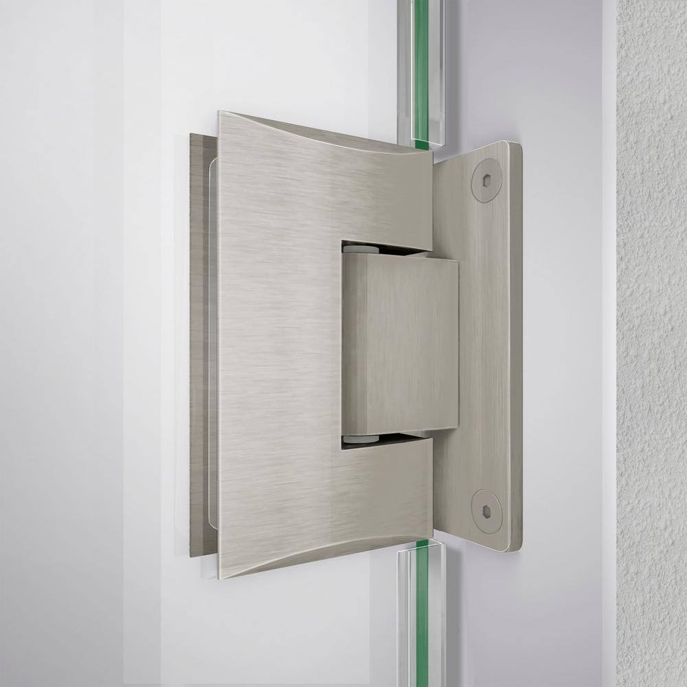 Unidoor-LS 37'' Frameless Clear Glass Swing Shower Door with Black Hardware