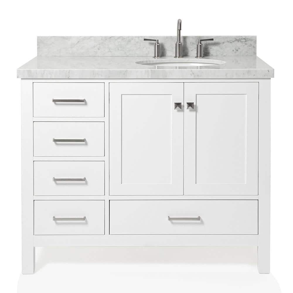 Cambridge 43" White Marble Top Single Basin Vanity
