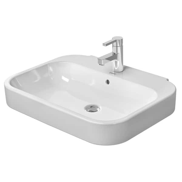 Duravit Happy D.2 6.88 in. Wall-Mounted Rectangular Bathroom Sink in White
