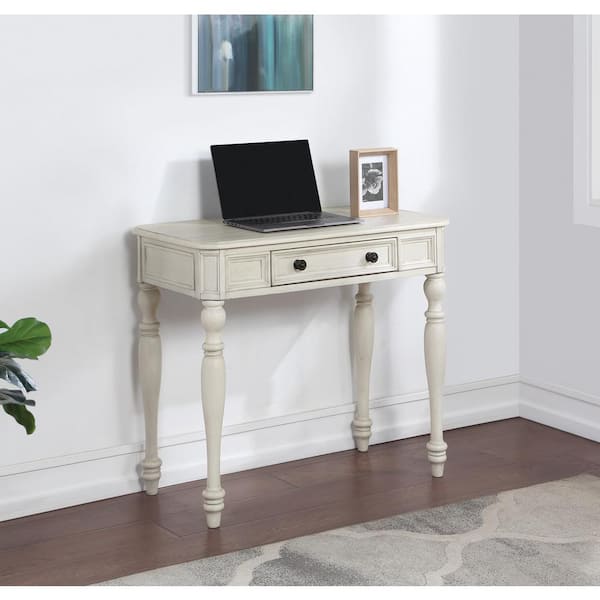 OSP Home Furnishings Country Meadows 36 in. Rectangle Antique White Wood 1-Drawer Desk