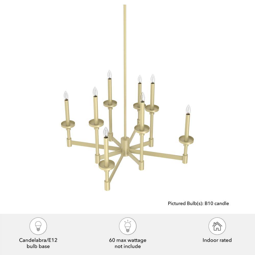 Hunter Briargrove Modern Brass 8-Light Tiered Candle Chandelier