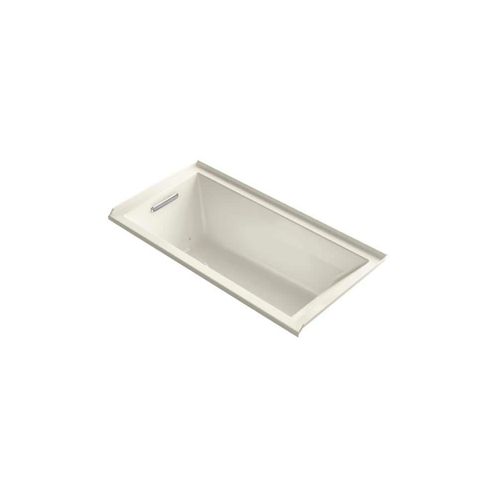 KOHLER Underscore 5 ft. Air Bath Tub with Left Drain in Biscuit K1167