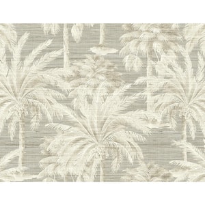 Dream Of Palm Trees Grey Texture Grey Paper Strippable Roll (Covers 60.8 sq. ft.)