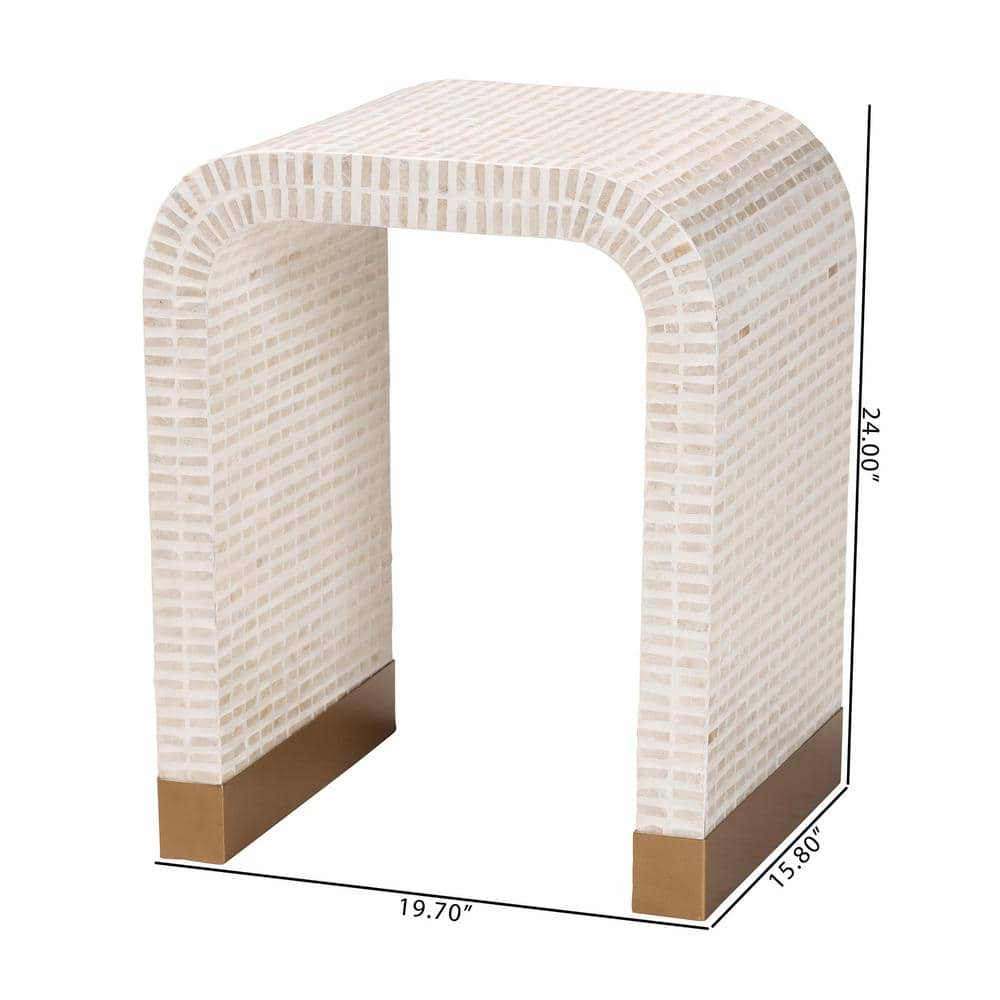 Carlyn 19.7 in. Beige Waterfall Specialty Capiz End Table - thumbnail 8