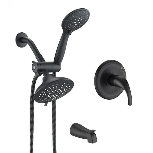 Tahanbath 6-Spray Single Handle 7 Function Rain Shower Head with Handheld Shower in Matte Black 1.8 gallons per minute