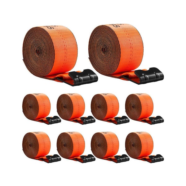 Winch Straps 4 in. x 30 ft. Truck Straps with Flat Hook 10 Pack Heavy Duty Trailer Straps with 18000 lbs. Break Strength