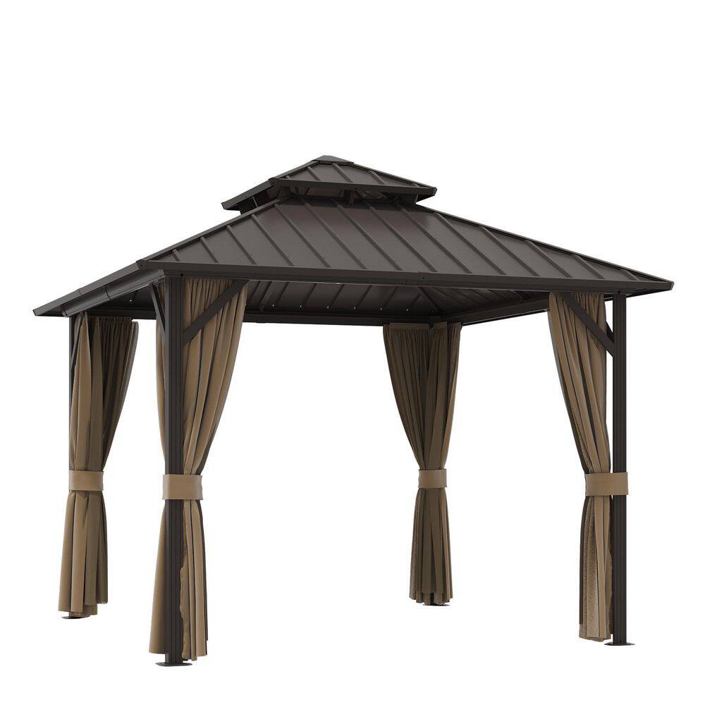 10 ft. x 10 ft. Aluminum Frame Hardtop Gazebo with Netting, Hooks, Upgraded Curtains price history on PriceWatchPro