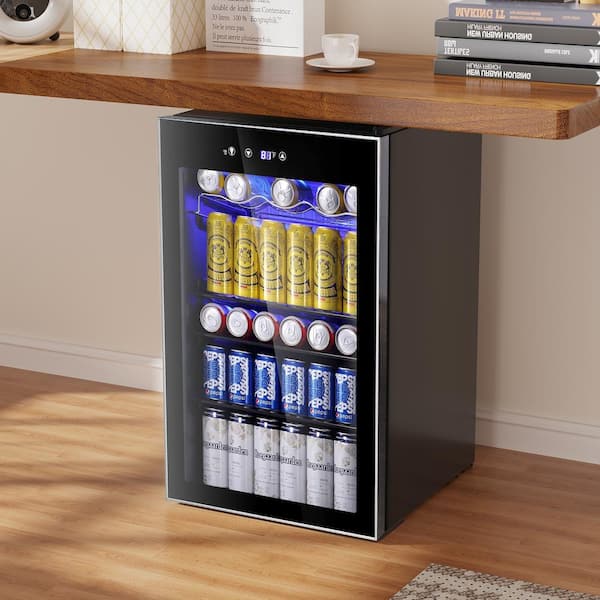 20.28 in. W Single Zone 37-Bottle or 145-Can Beverage and Wine Cooler in Black