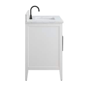 36 in. W x 22 in. D x 34 in. H Single Sink Bathroom Vanity Cabinet in White with Engineered Marble Top in White