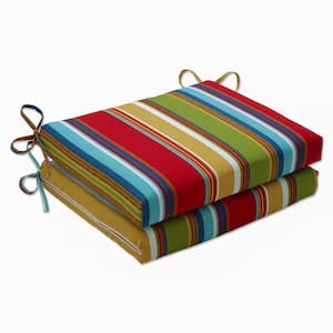 Striped 18.5 in. x 16 in. Outdoor Dining Chair Cushion in Red/Blue (Set of 2)
