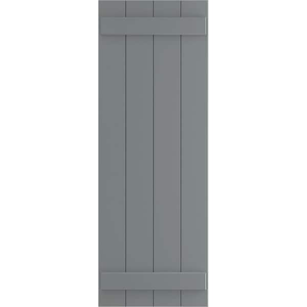 Ekena Millwork 21-1/2 in. x 26 in. True Fit PVC Four Board Joined Board and Batten Shutters Pair in Ocean Swell
