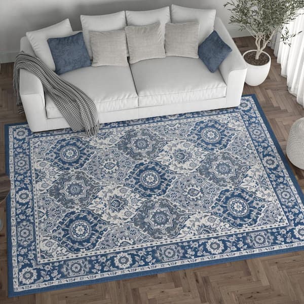 Tayse Rugs Hampton Oriental Gray 5 ft. x 7 ft. Indoor Area Rug HMP4009 5x7  - The Home Depot