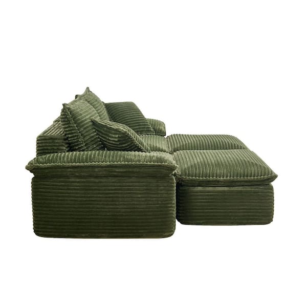 Seafuloy 81 in. Corduroy Sectional Sofa with Ottoman, Oversized