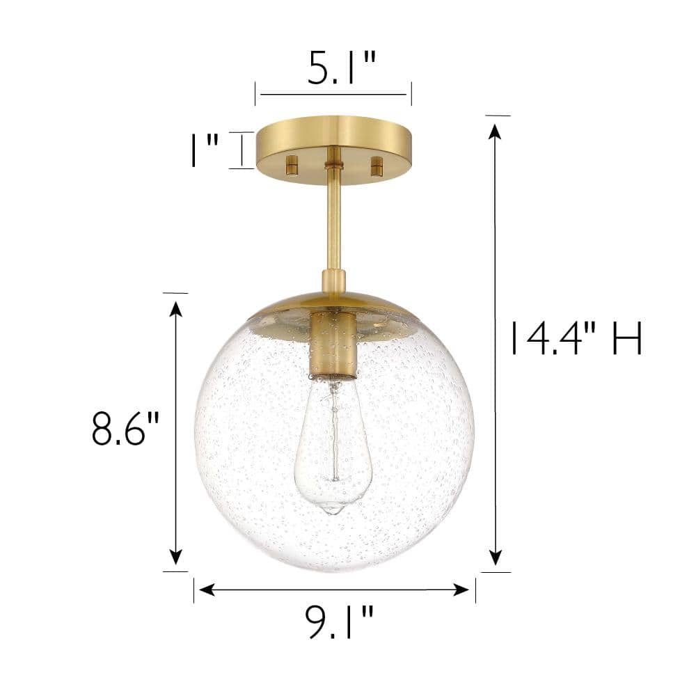 Satin Gold Glass Globe Ceiling Light Fixture