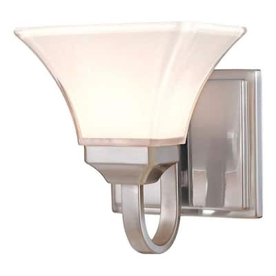 Landray Square 1-Light Brushed Nickel Wall Sconce hampton bay HJC1391A-3 Landray Square 1-Light Brushed Nickel Wall Sconce hampton bay HJC1391A-3