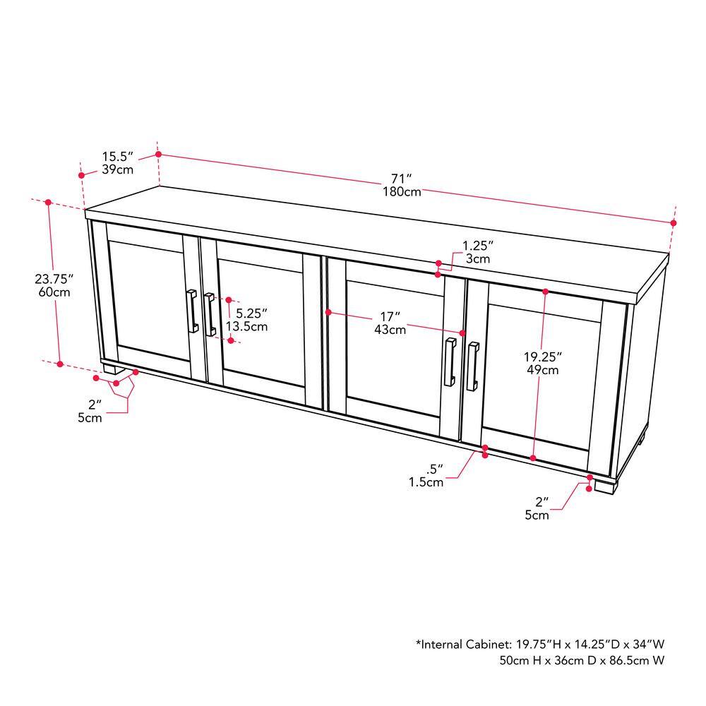 Virlomi Dark Gray 71" TV Stand with Cabinet and Shelves