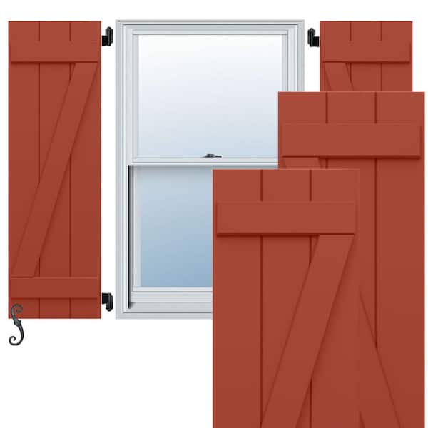 Ekena Millwork EnduraCore Three Board Joined 16-1/8-in W x 48-in H Board and Batten Composite Shutters Pair in Colorful Leaves