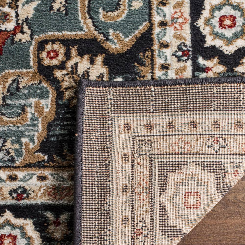 Anthracite & Teal Floral Elegance Synthetic 6' x 9' Area Rug