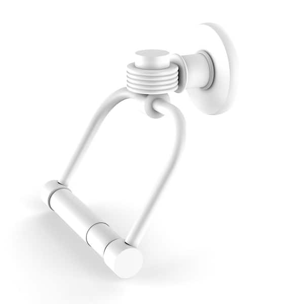 Continental Wall Mounted Toilet Paper Holder in Matte White with Groovy Accents