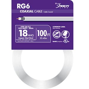 100 ft. 18 RG6 Dual Shield CU CATV CM/CL2 Coaxial Cable in White