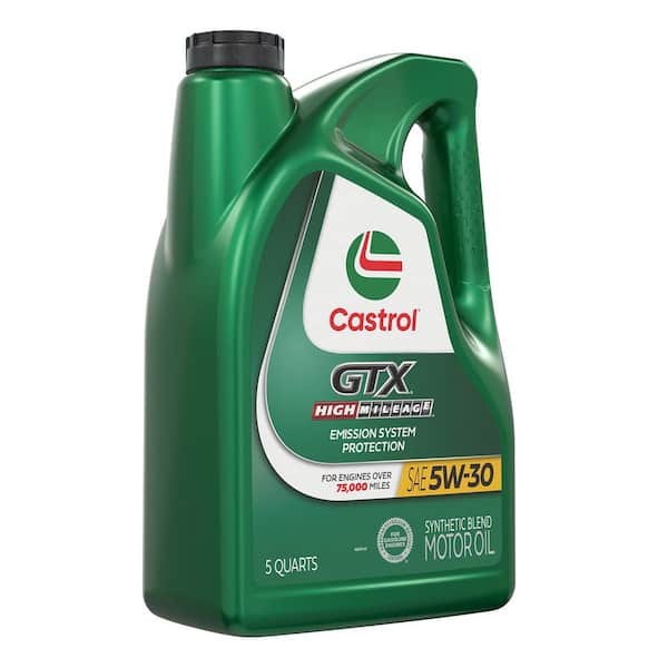 CASTROL GTX High Mileage 5W-30 Synthetic Blend Motor Oil, 5 qt