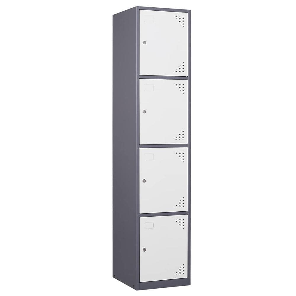 Mlezan 4-Tier Metal Locker Cabinet w/ Doors and Keys for Employees