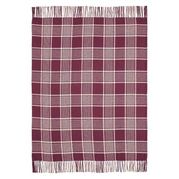 Eston Burgundy Plaid Cotton Blend Throw Blanket