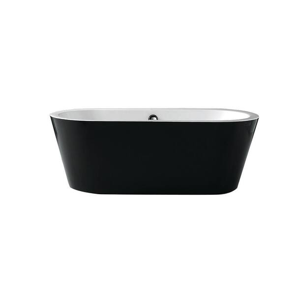 Jade Bath Urban Retreat Collection Saratoga 5.8 ft. Center Drain Free-Standing Bathtub in Black