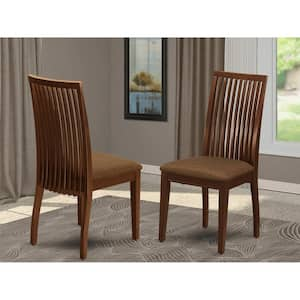 Mahogany Linen Fabric Upholstered Wood Chairs With Cushion, (Set of 2)