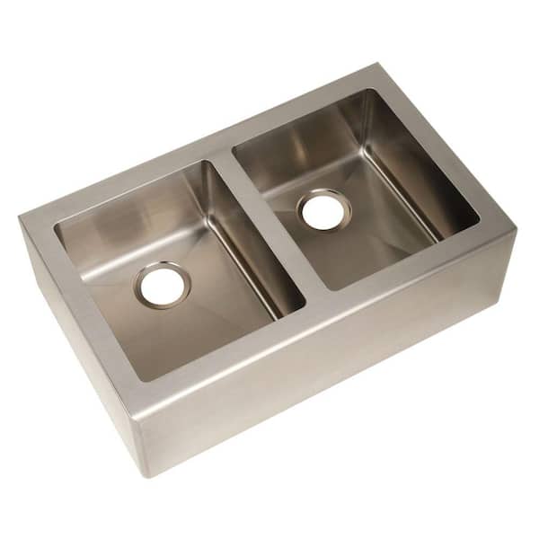 Pegasus Farmhouse Apron Front Freestanding 33 in. Double Bowl Kitchen Sink in Stainless Steel