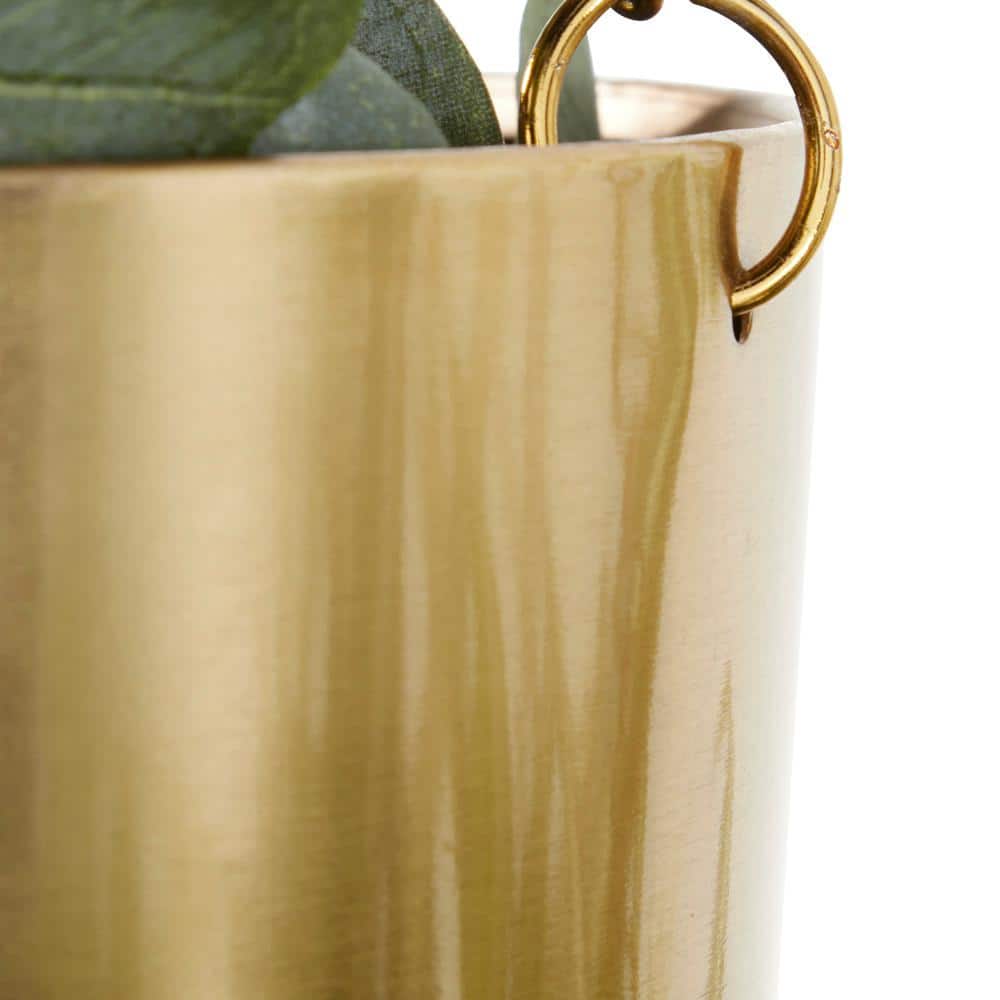 Elegant Gold Iron Hanging Planter Duo for Indoor & Outdoor Decor