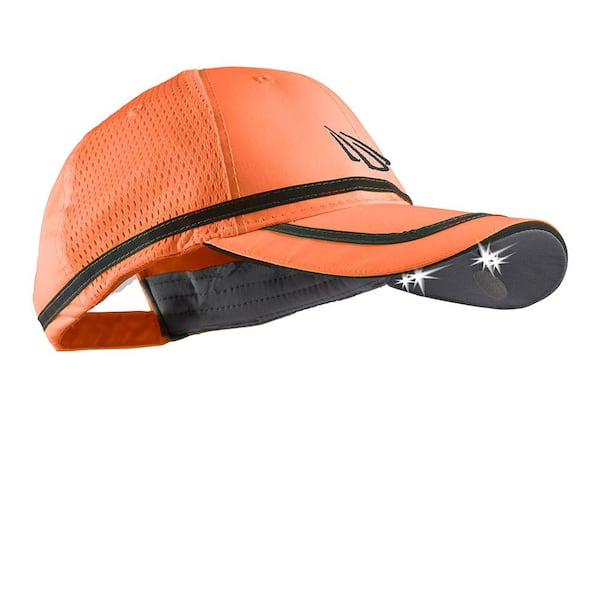 Panther Vision Powercap Safety Visibility Led Hat 25 10 Ultra Bright Hands Free Lighted Battery Powered Headlamp Hi Vis Orange Cub4 5253 The Home Depot