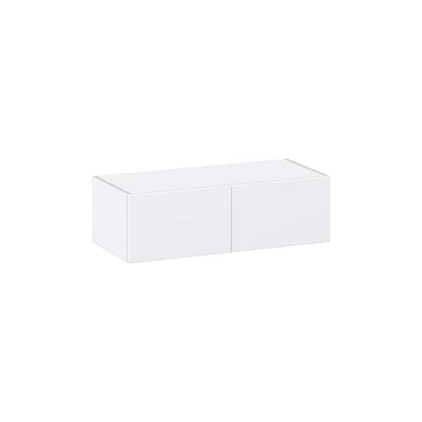 J COLLECTION Timberline 33 in. W x 14 in. D x 10 in. H Assembled Slab Wall Bridge Kitchen Cabinet in Bright White