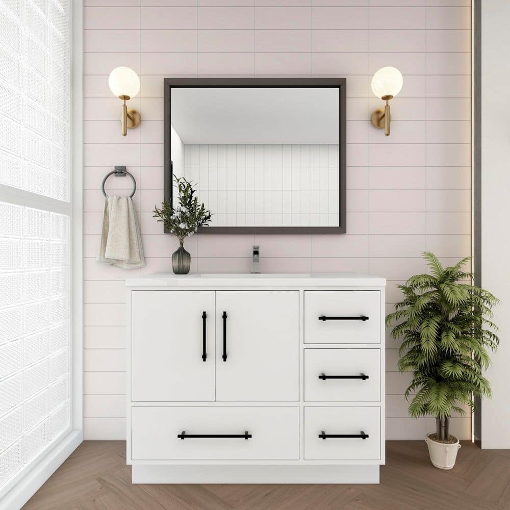 BV Better Vanity Victoria 42 in. W x 20 in. D x 35 in. H Single Sink Freestanding Bath Vanity in ...