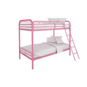 Elen Pink Metal Twin Over Twin Bunk Bed