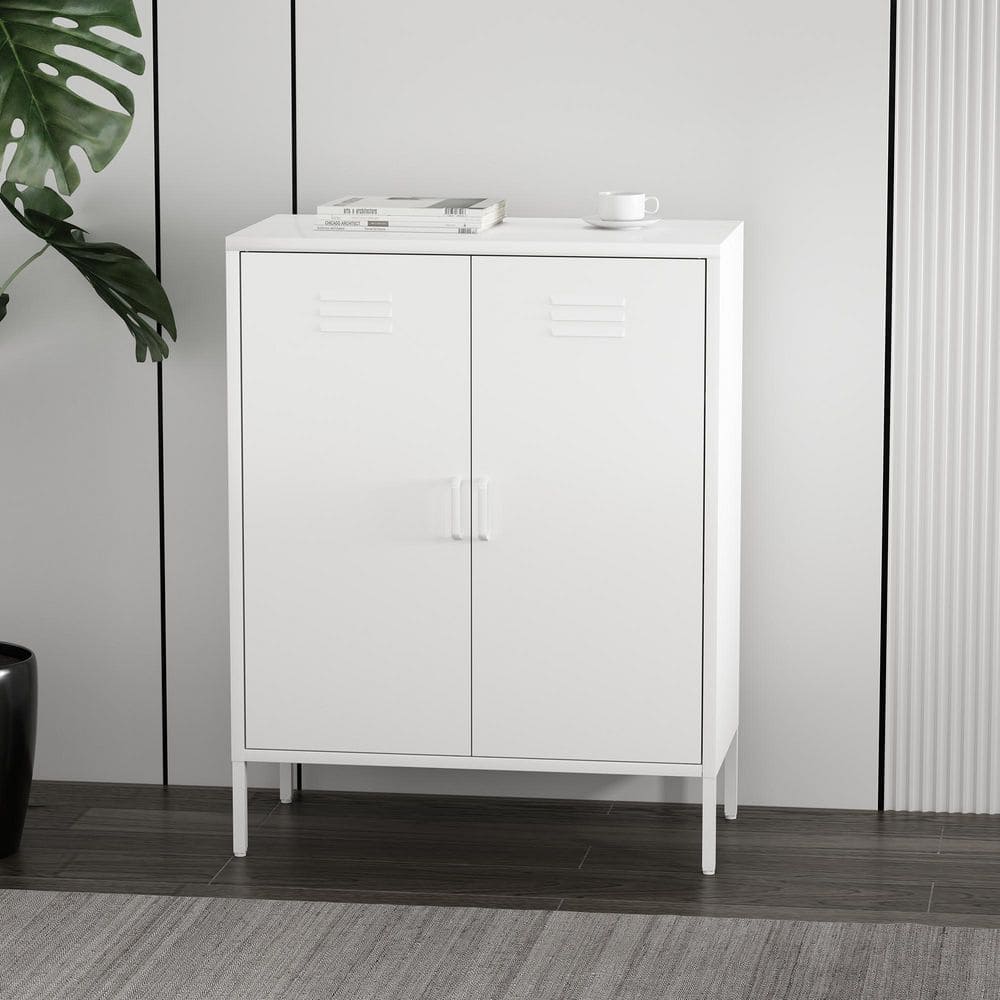Manhattan Comfort Naomi White 40 in. H Modern Accent Cabinet with