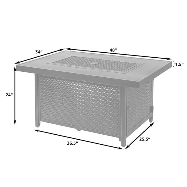 Fire Sense Weyland 48 in. x 24 in. Rectangle Aluminum LPG Fire Pit