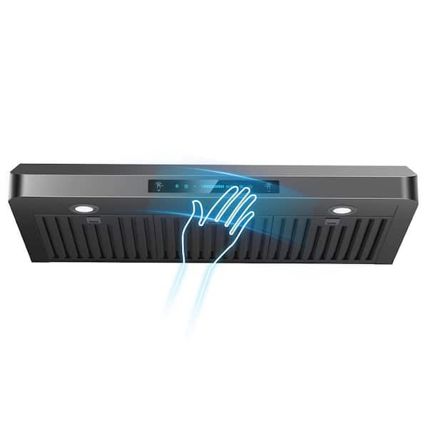 36 in. 900 CFM Ducted Under Cabinet Range Hood in Black Stainless 3-Venting Options, Touch and Gesture Control, Remote