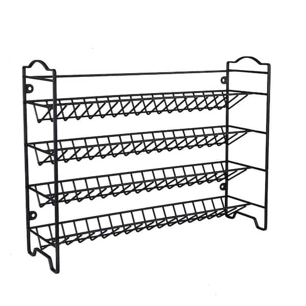 Adrinfly 4-Shelf Black Spice Rack Organizer with 36 Empty Square Spice Jars 396 Spice Labels, Marker, and Funnel Complete Set