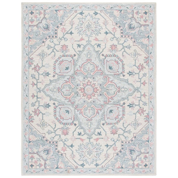 SAFAVIEH Heritage Beige/Blue 8 ft. x 10 ft. Border Floral Area Rug