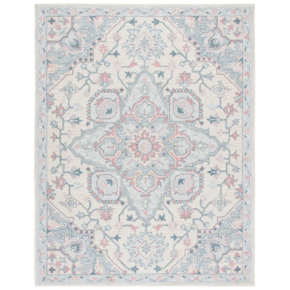 SAFAVIEH Heritage Beige/Blue 9 Ft. X 12 Ft. Border Floral Area Rug ...