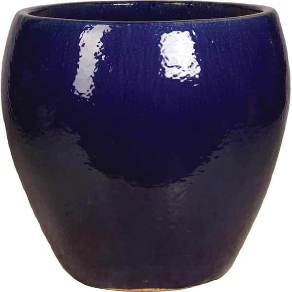 Unbranded 10.5 in. Cobalt Blue Ceramic Top Cut Planter