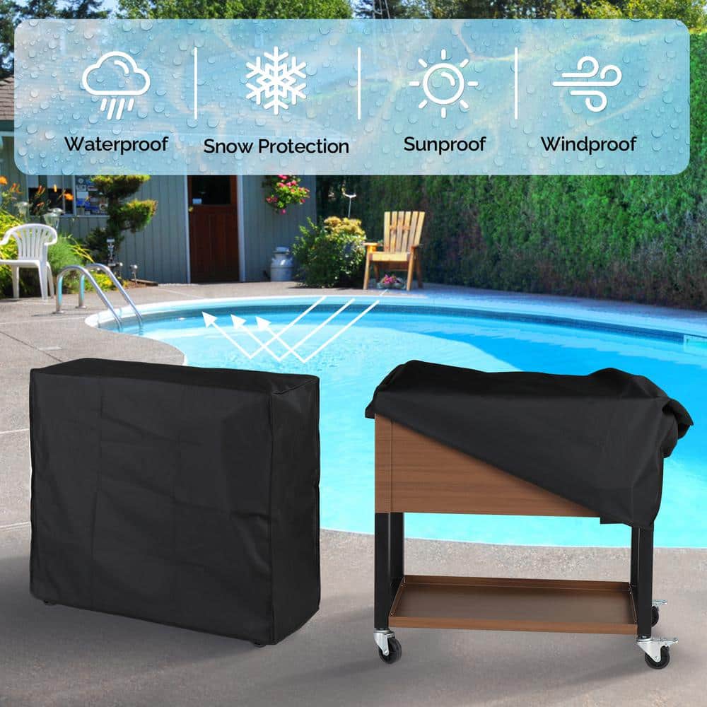 Brown 80 Quart Rolling Cooler Cart with Wheels and Cover