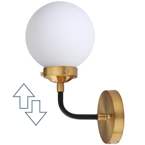 Caleb 1-Light 8 in. Black/Brass Wall Sconce