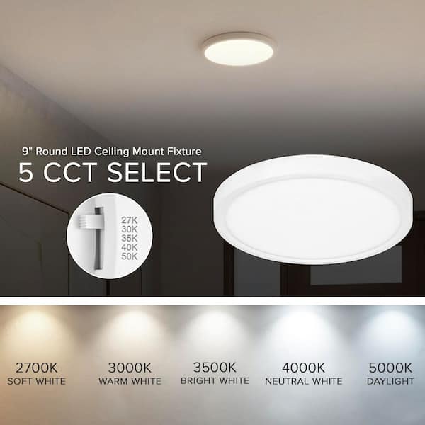 Maxxima 9 in LED Flush Mount Ceiling Light Fixture, 1500 Lumens, 5